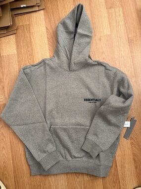 Fear of God Essentials Men's Dark Oatmeal (Gray) Pullover Hoodie - Small S